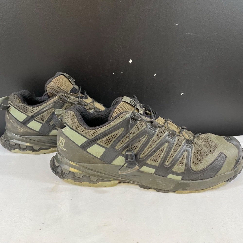 Salomon Black and Tan Sneakers with Quick-Lace System